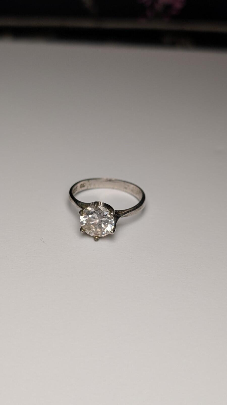 Vintage Sterling Silver CZ Gemstone Solitaire Ring | Size M 1/2 | 925 Silver - Image 5
