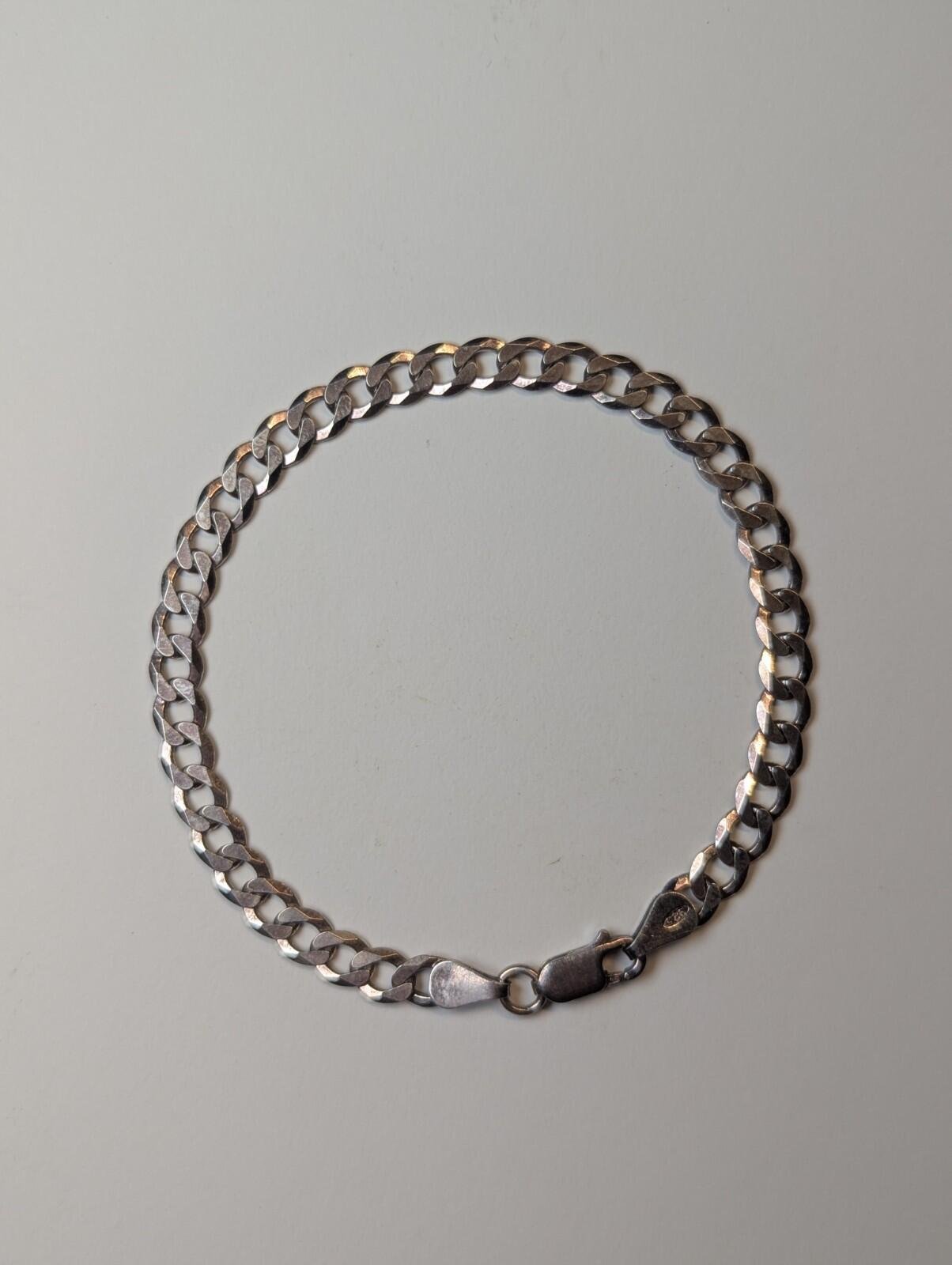 Vintage Sterling Silver Curb Link Bracelet | 19.5cm | 5.9g | 925 Silver