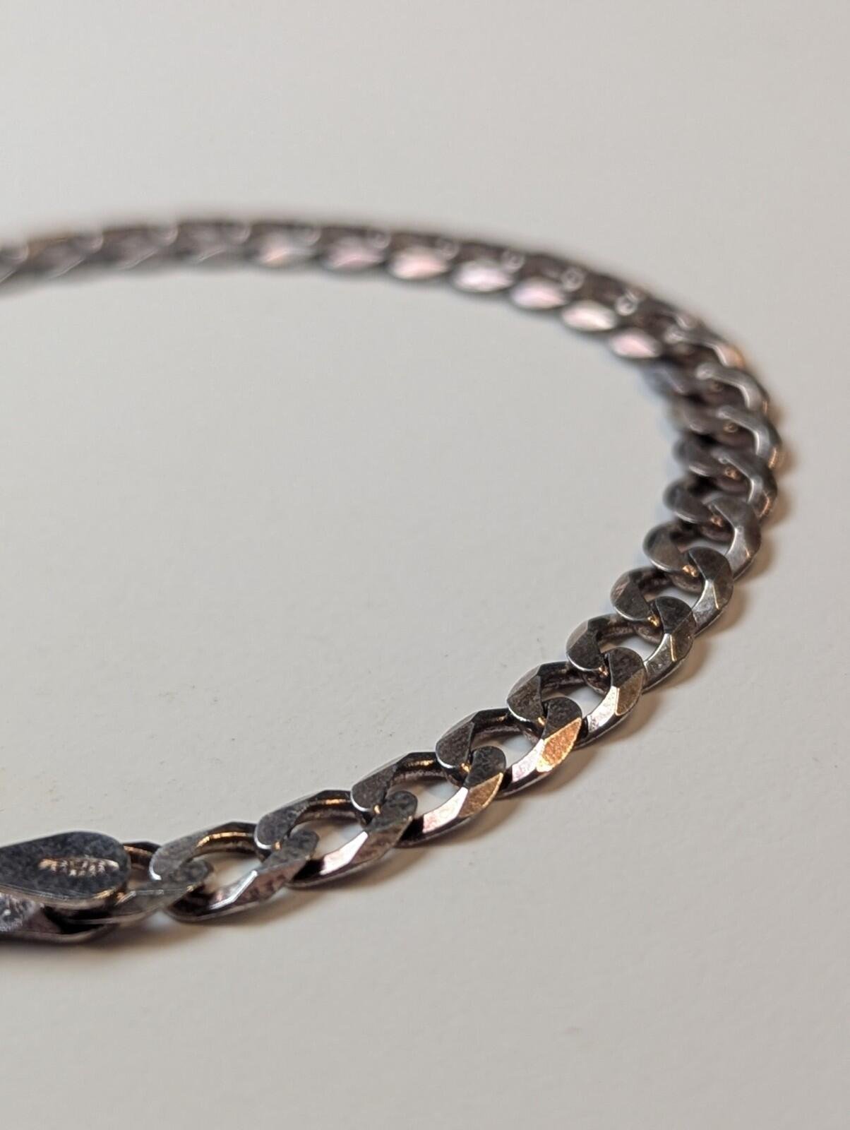 Vintage Sterling Silver Curb Link Bracelet | 19.5cm | 5.9g | 925 Silver - Image 4