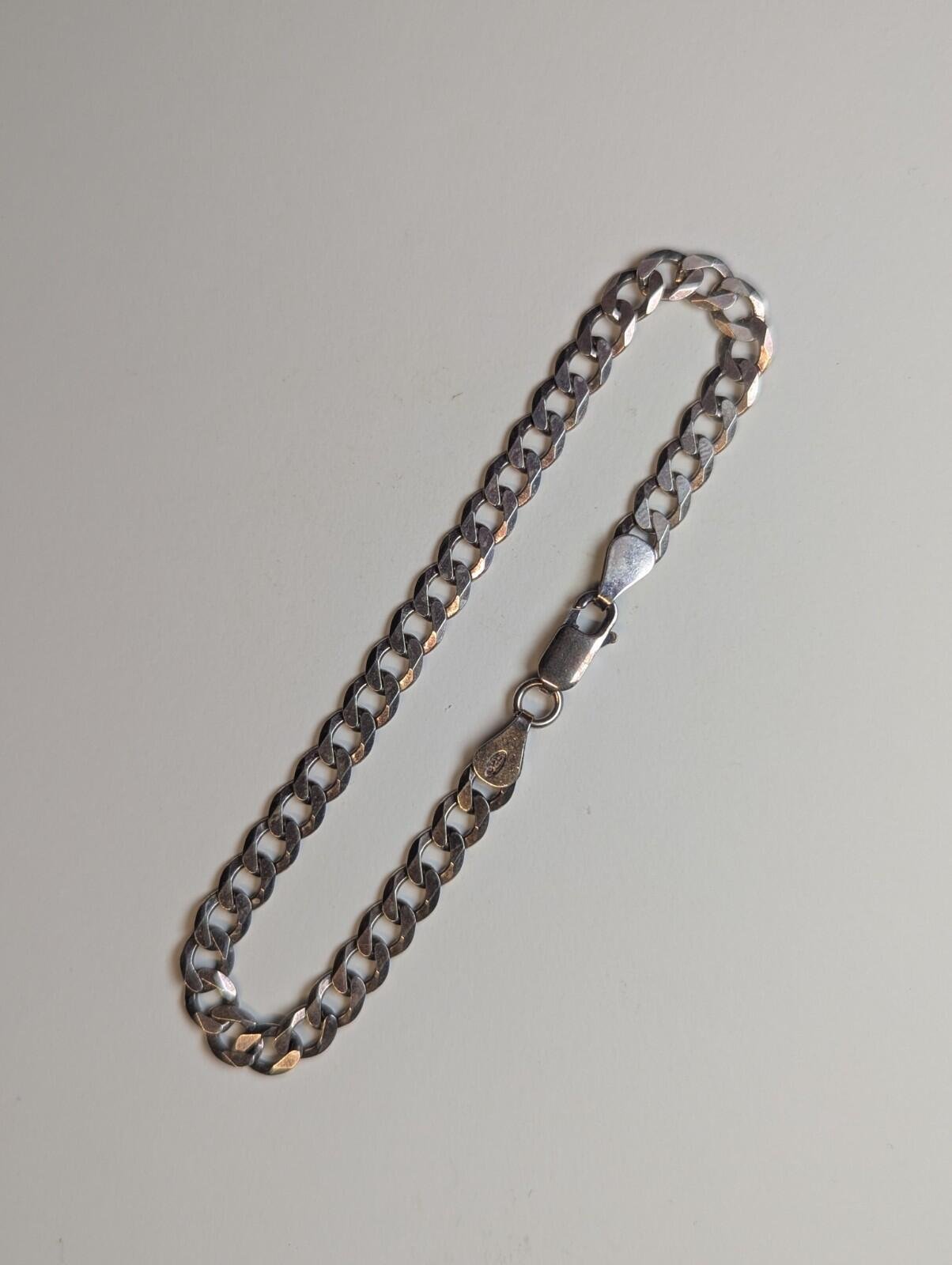 Vintage Sterling Silver Curb Link Bracelet | 19.5cm | 5.9g | 925 Silver - Image 10