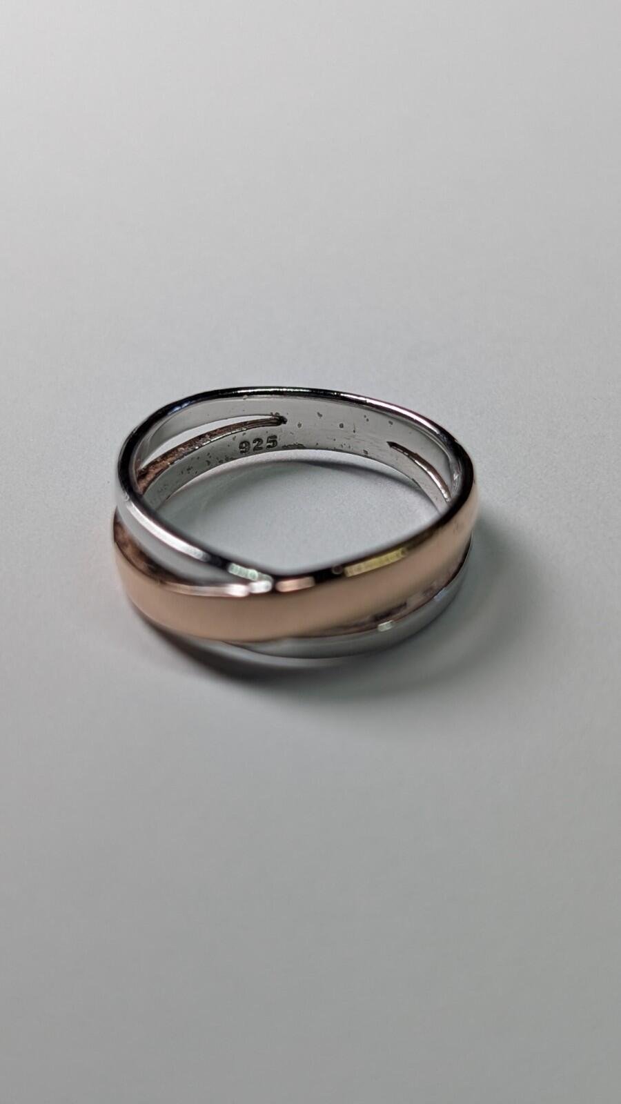 Vintage Sterling Silver Gold Tone Crossover Ring | Size P | 925 Silver Ring - Image 4