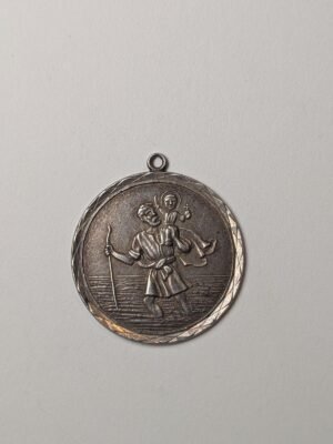 Vintage Sterling Silver St Christopher Pendant | 8.5g | 925 Silver | Etched Text
