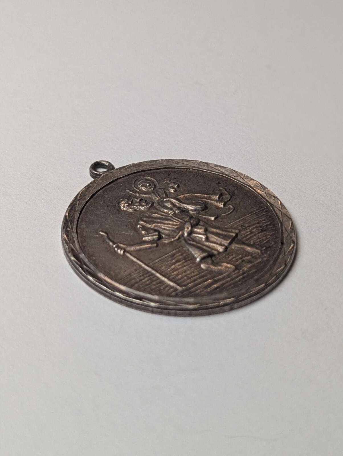 Vintage Sterling Silver St Christopher Pendant | 8.5g | 925 Silver | Etched Text - Image 2