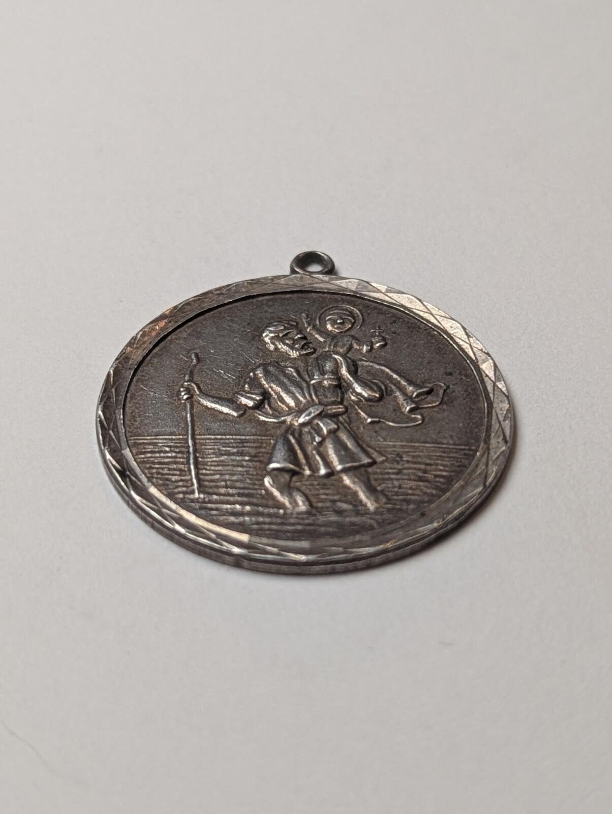 Vintage Sterling Silver St Christopher Pendant | 8.5g | 925 Silver | Etched Text - Image 3