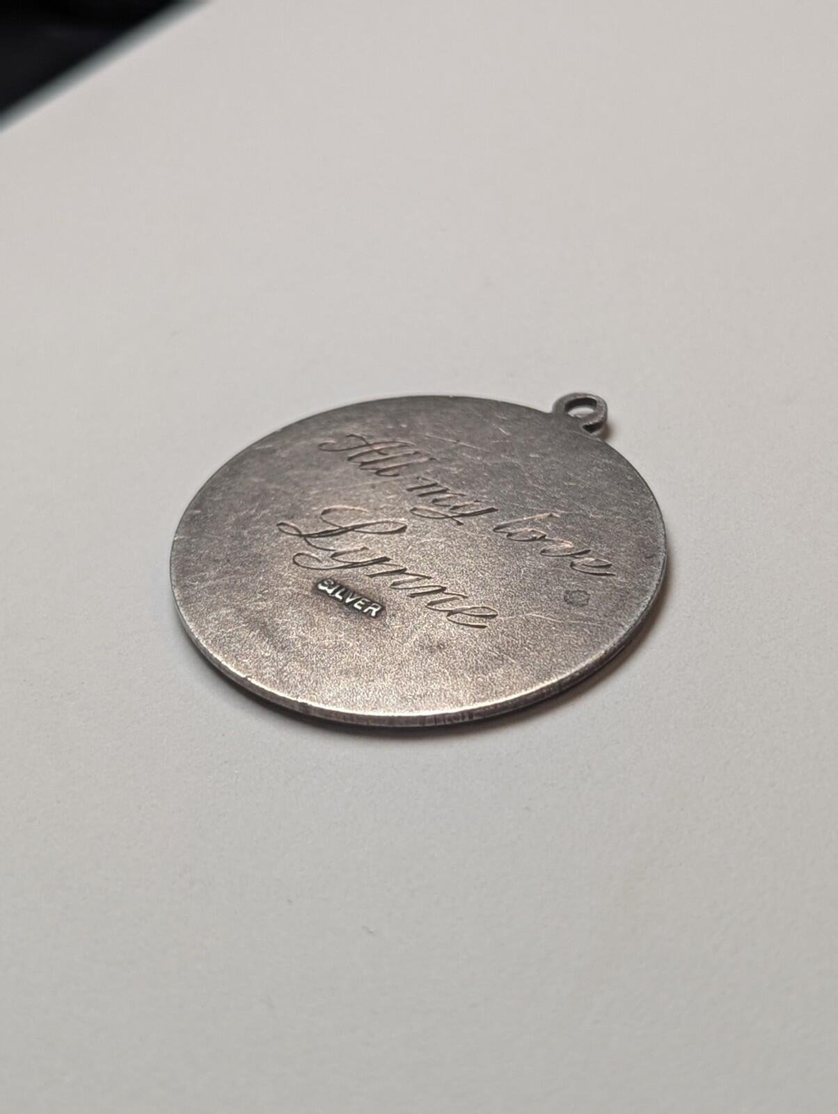 Vintage Sterling Silver St Christopher Pendant | 8.5g | 925 Silver | Etched Text - Image 7