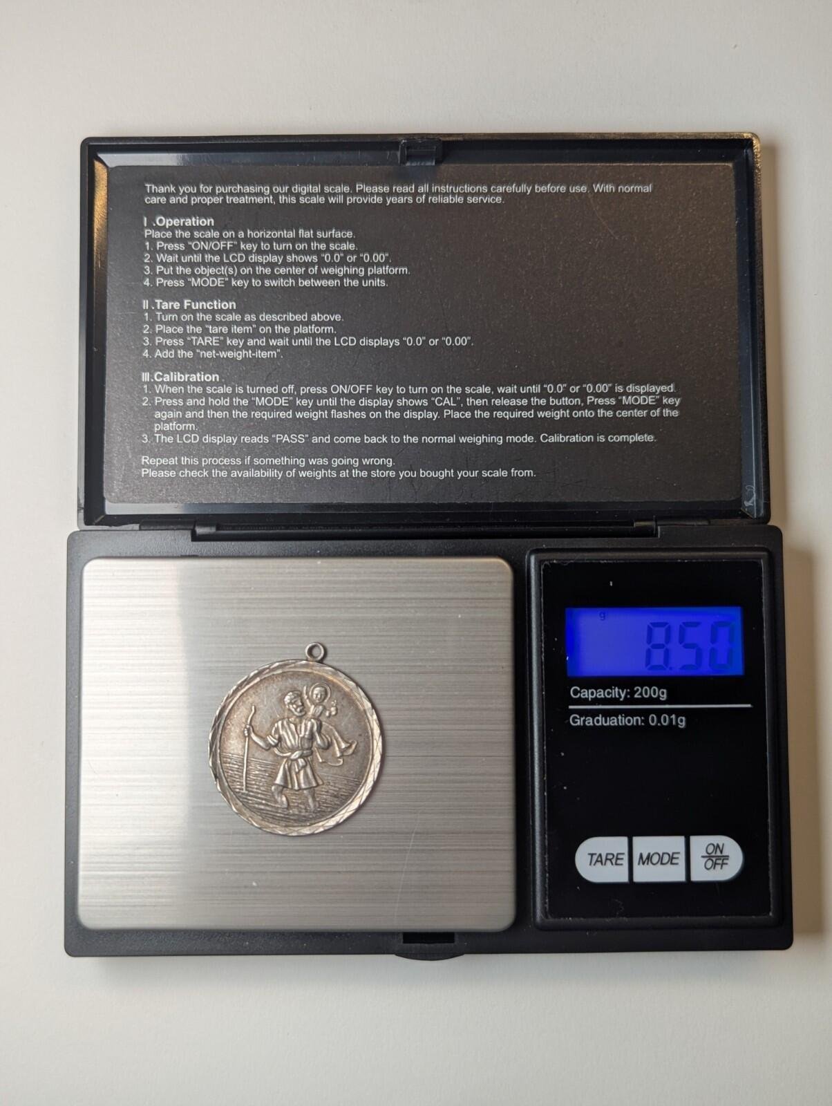 Vintage Sterling Silver St Christopher Pendant | 8.5g | 925 Silver | Etched Text - Image 9
