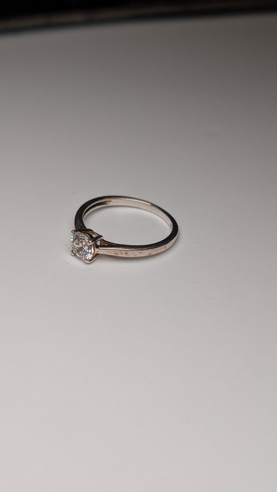 Vintage Sterling Silver CZ Gemstone Ring | Size Q 1/2 | 925 Silver