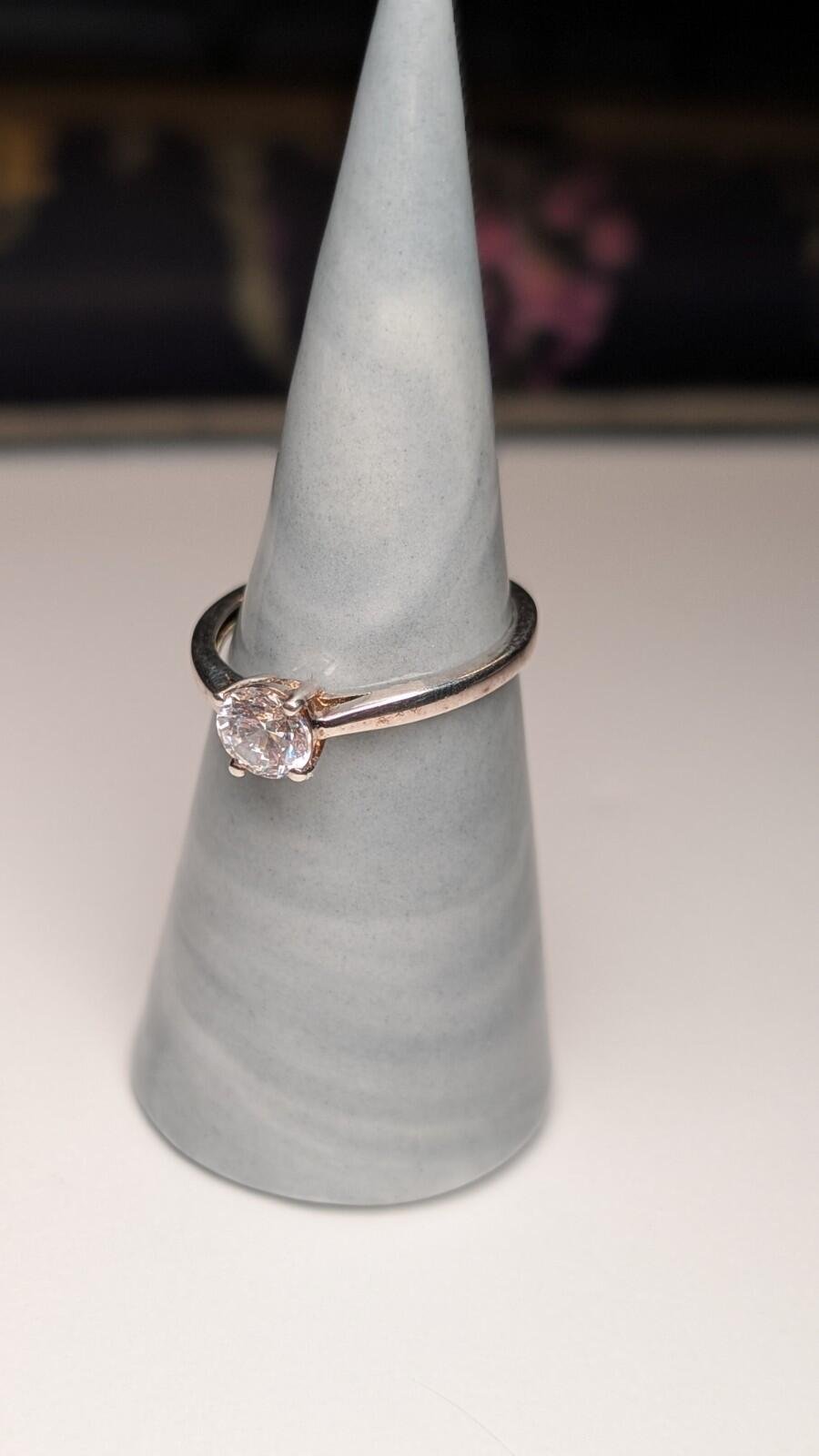 Vintage Sterling Silver CZ Gemstone Ring | Size Q 1/2 | 925 Silver - Image 6