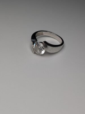 Vintage Sterling Silver CZ Stone Ring | Size N | 925 Silver