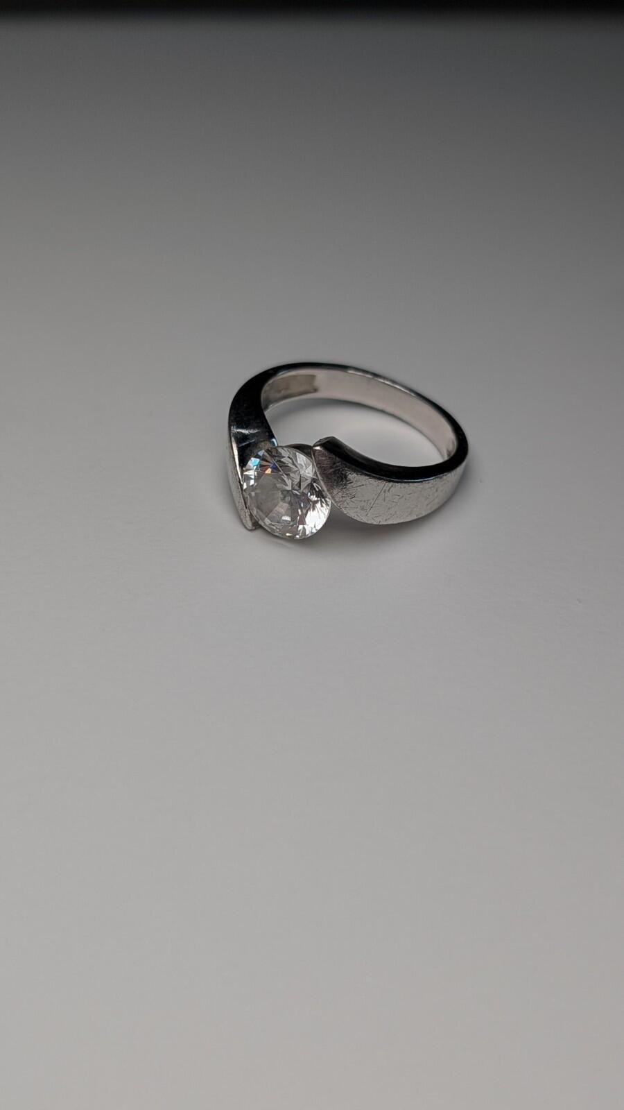 Vintage Sterling Silver CZ Stone Ring | Size N | 925 Silver