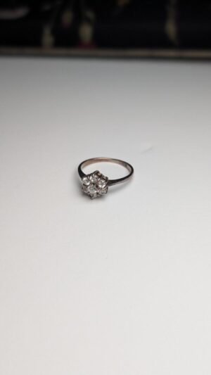 Vintage Sterling Silver Clear CZ Stons Cluster Ring | Size L 1/2 | 925 Silver