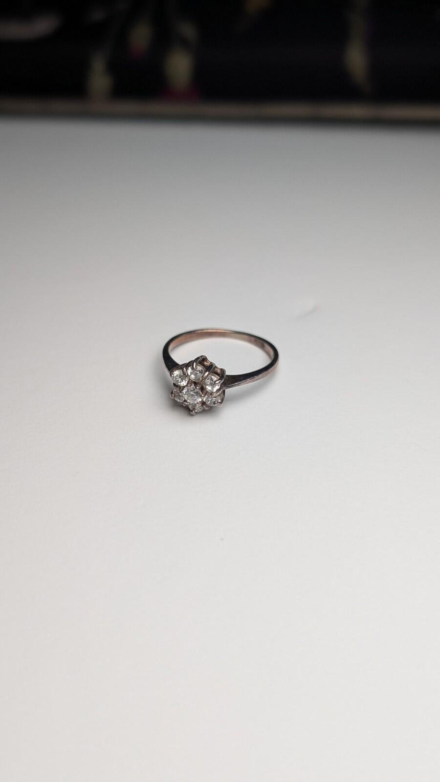 Vintage Sterling Silver Clear CZ Stons Cluster Ring | Size L 1/2 | 925 Silver