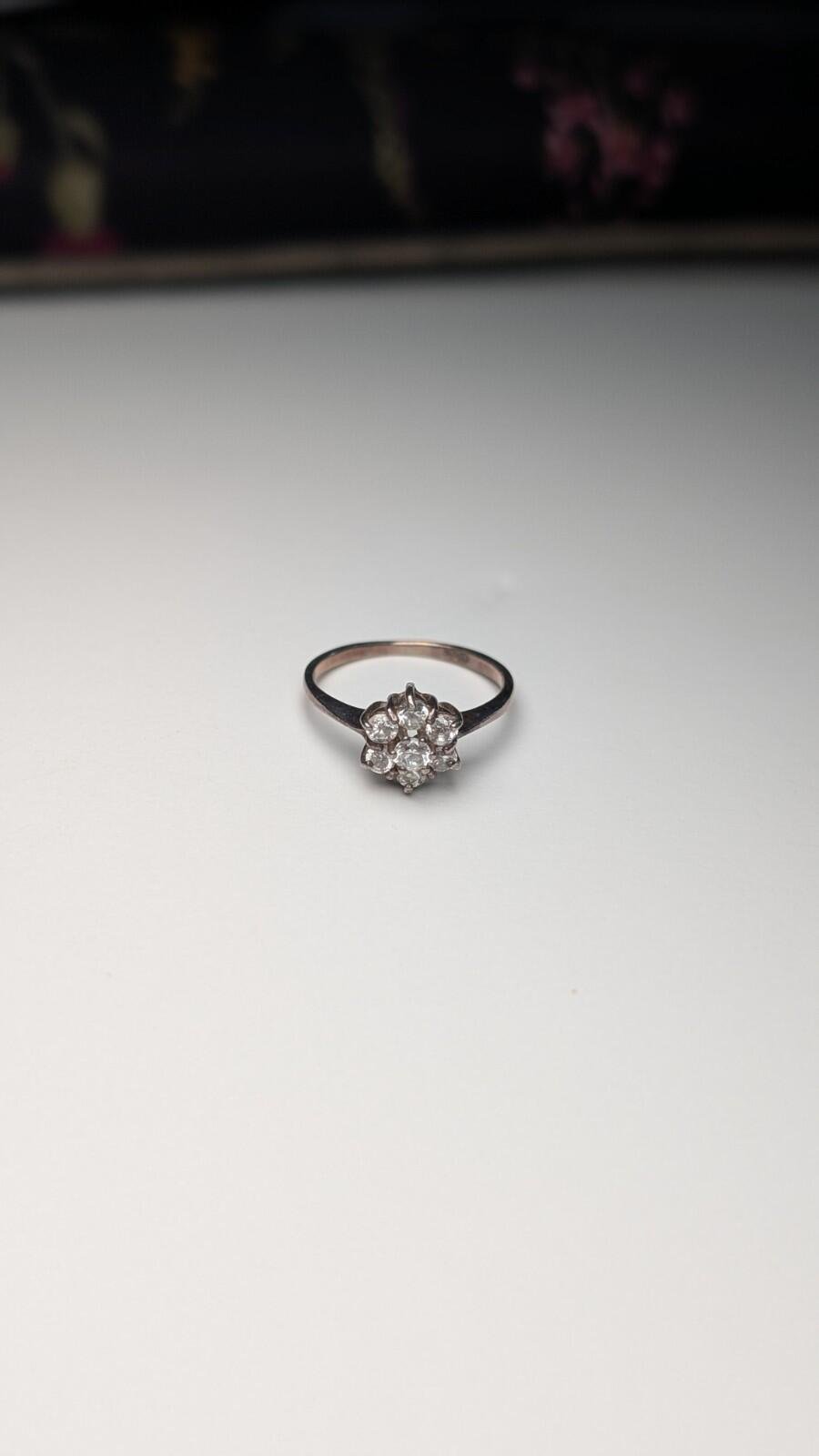 Vintage Sterling Silver Clear CZ Stons Cluster Ring | Size L 1/2 | 925 Silver - Image 2
