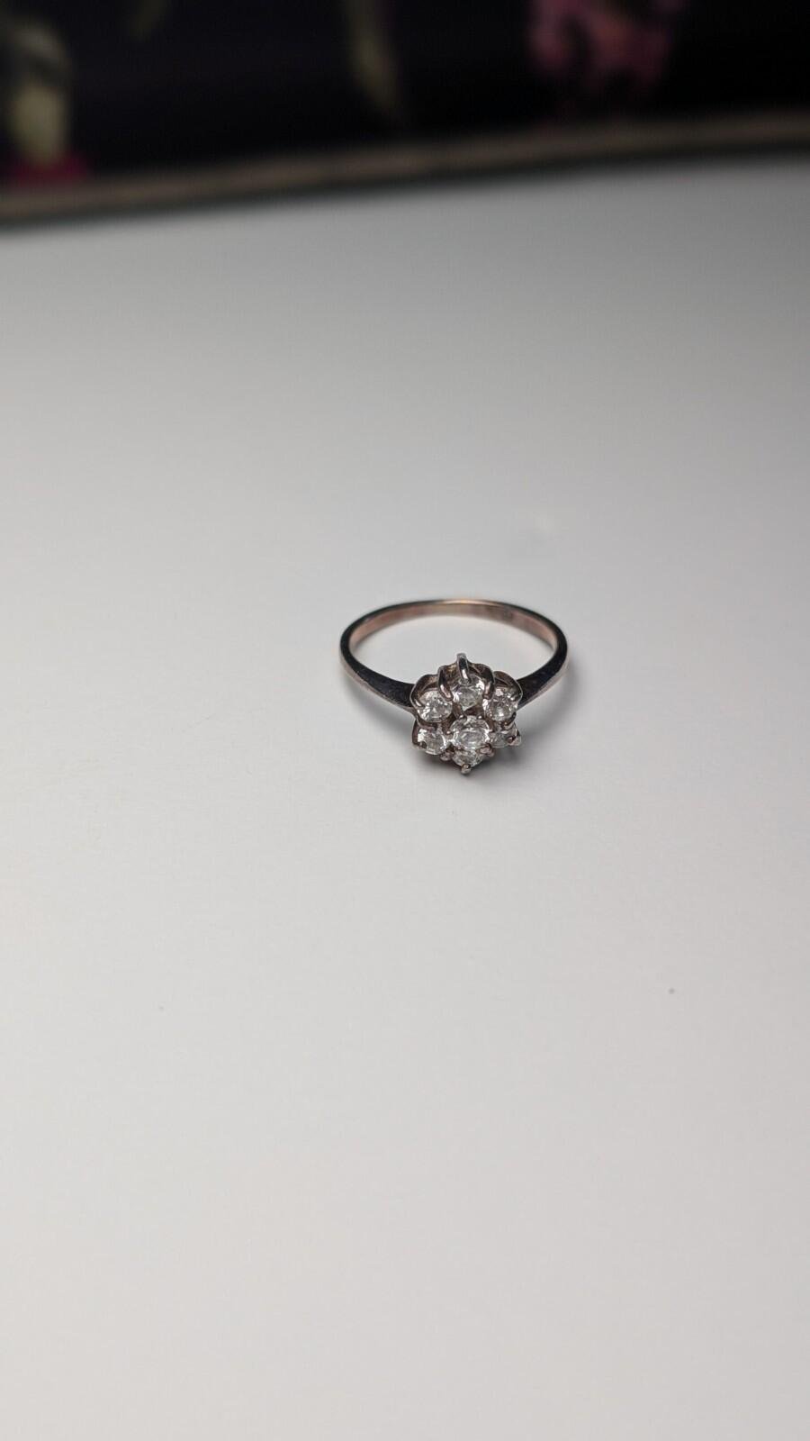 Vintage Sterling Silver Clear CZ Stons Cluster Ring | Size L 1/2 | 925 Silver - Image 3