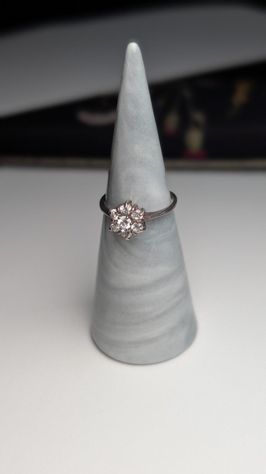 Vintage Sterling Silver Clear CZ Stons Cluster Ring | Size L 1/2 | 925 Silver - Image 4