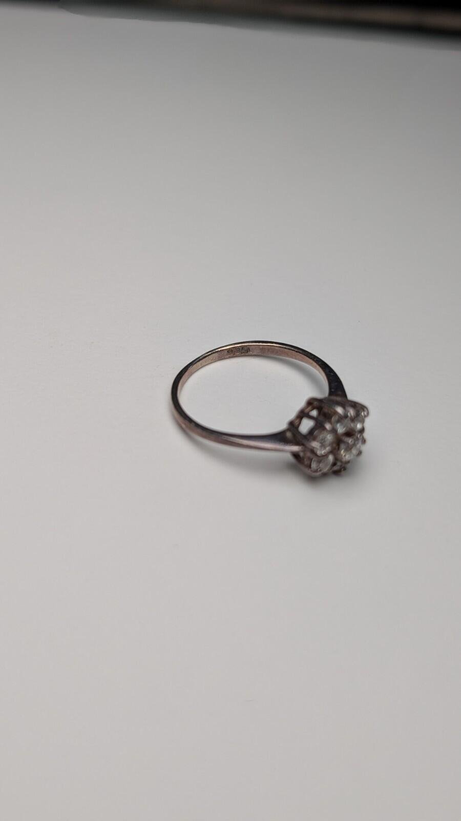 Vintage Sterling Silver Clear CZ Stons Cluster Ring | Size L 1/2 | 925 Silver - Image 5