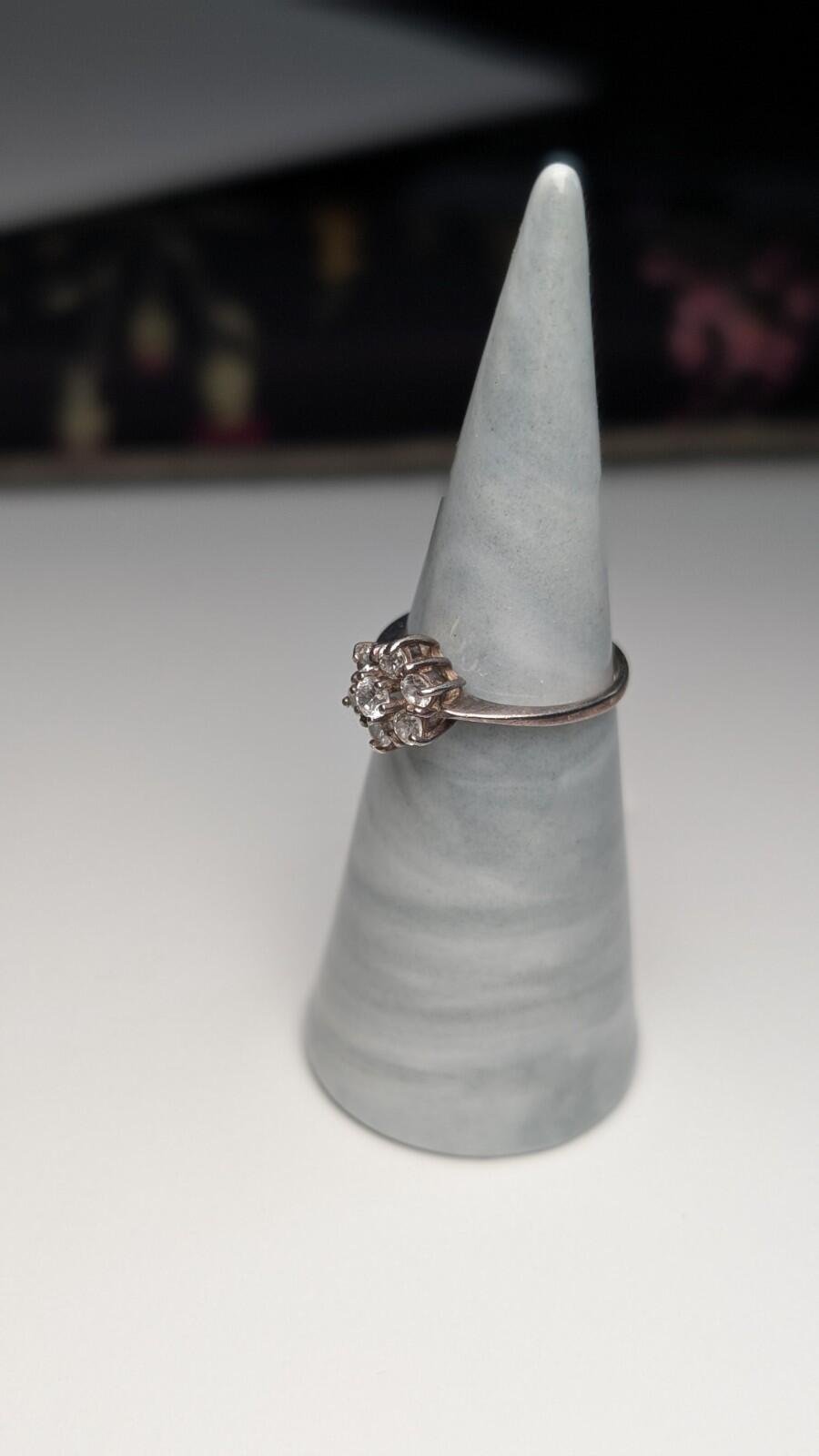 Vintage Sterling Silver Clear CZ Stons Cluster Ring | Size L 1/2 | 925 Silver - Image 7