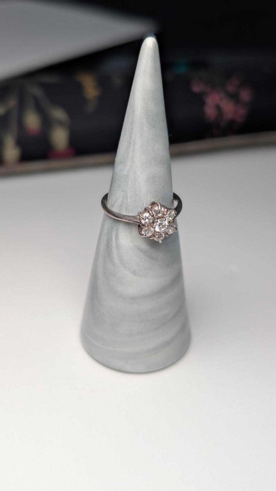 Vintage Sterling Silver Clear CZ Stons Cluster Ring | Size L 1/2 | 925 Silver - Image 8