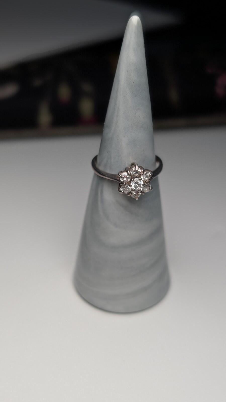 Vintage Sterling Silver Clear CZ Stons Cluster Ring | Size L 1/2 | 925 Silver - Image 9