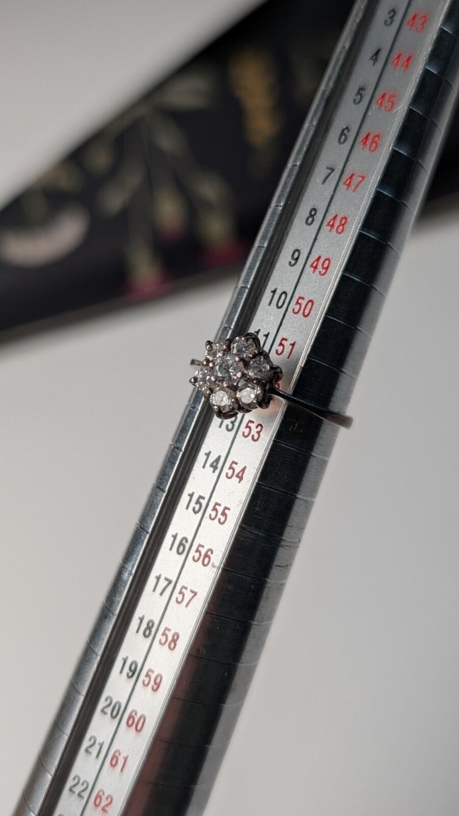 Vintage Sterling Silver Clear CZ Stons Cluster Ring | Size L 1/2 | 925 Silver - Image 12