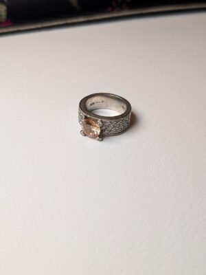 Vintage Sterling Silver Ti Sento Milano Champagne And Clear CZ Ring | Size M