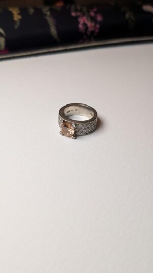 Vintage Sterling Silver Ti Sento Milano Champagne And Clear CZ Ring | Size M