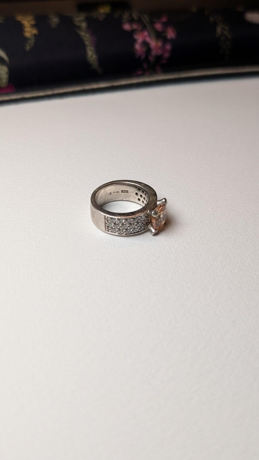 Vintage Sterling Silver Ti Sento Milano Champagne And Clear CZ Ring | Size M - Image 2