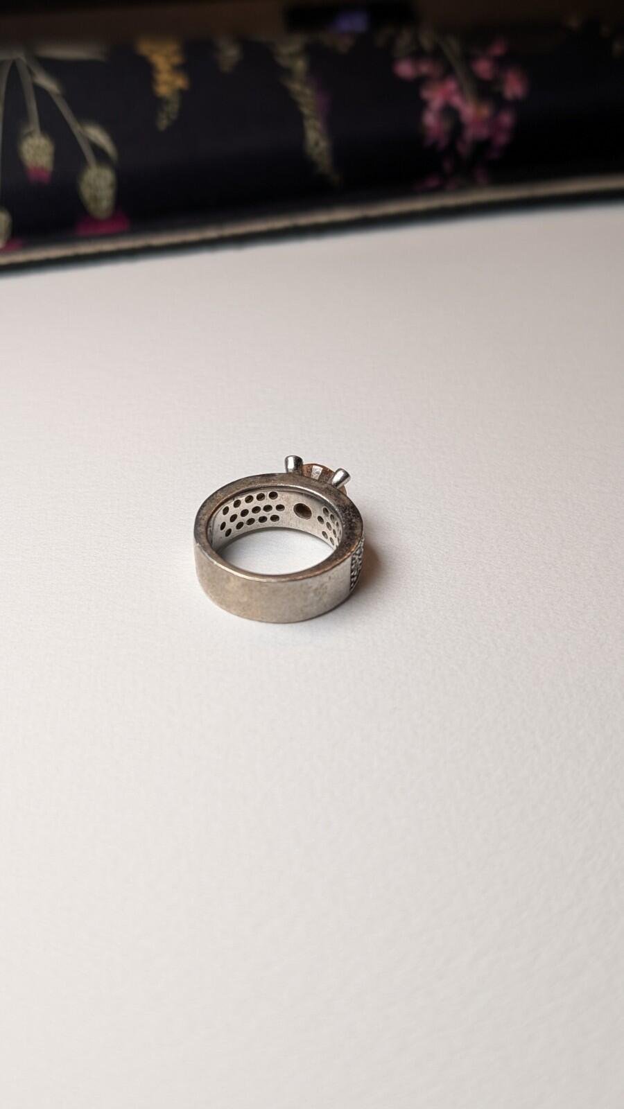Vintage Sterling Silver Ti Sento Milano Champagne And Clear CZ Ring | Size M - Image 3