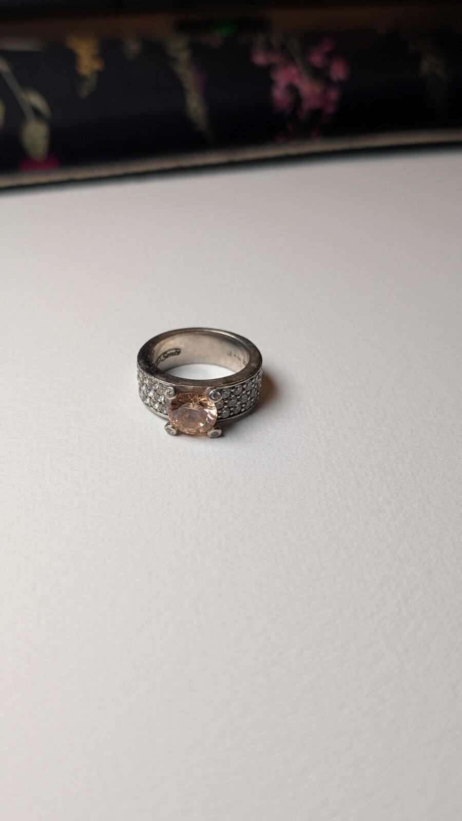 Vintage Sterling Silver Ti Sento Milano Champagne And Clear CZ Ring | Size M - Image 5