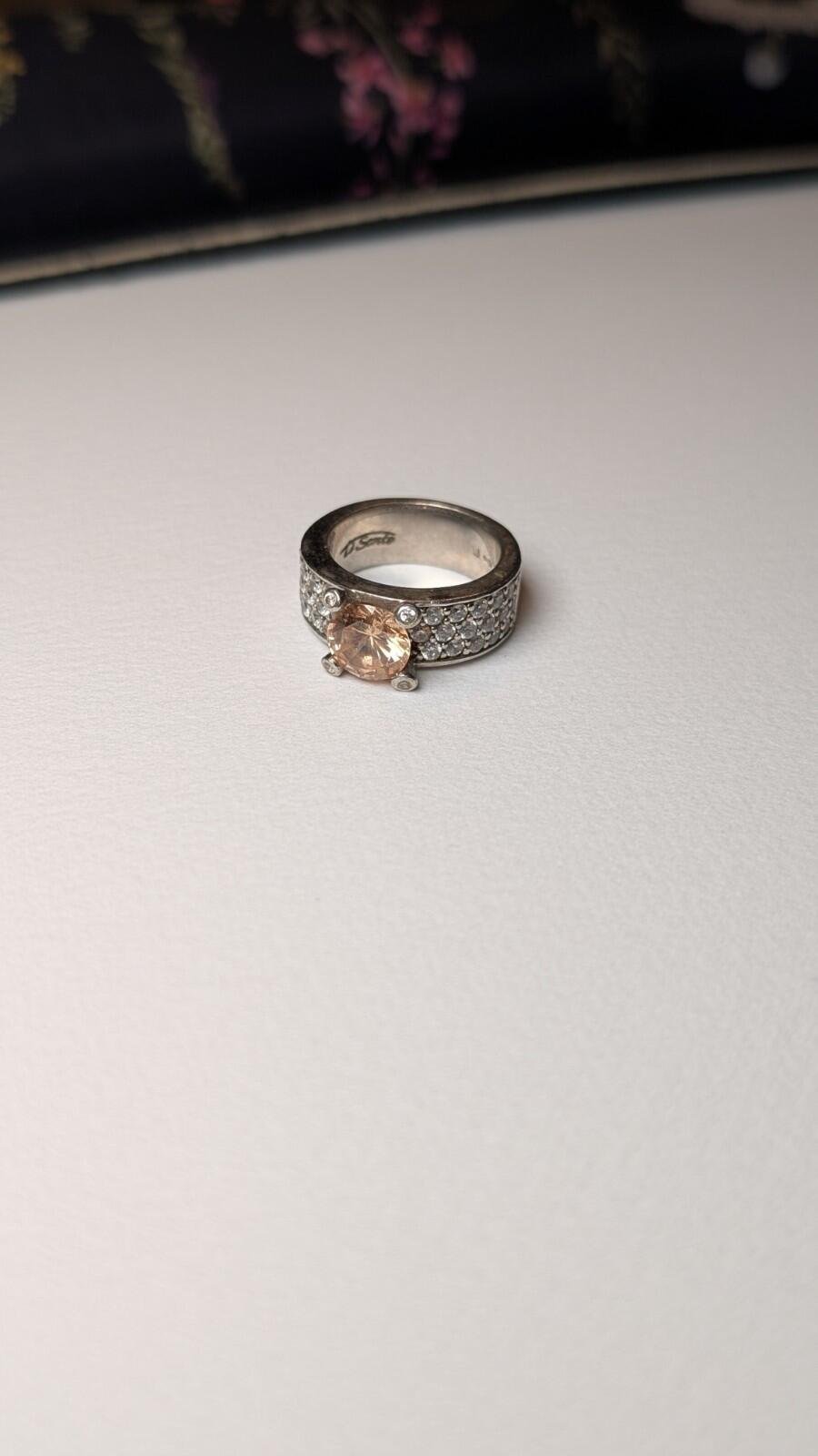 Vintage Sterling Silver Ti Sento Milano Champagne And Clear CZ Ring | Size M - Image 6