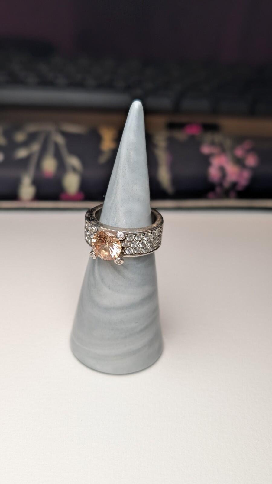 Vintage Sterling Silver Ti Sento Milano Champagne And Clear CZ Ring | Size M - Image 7