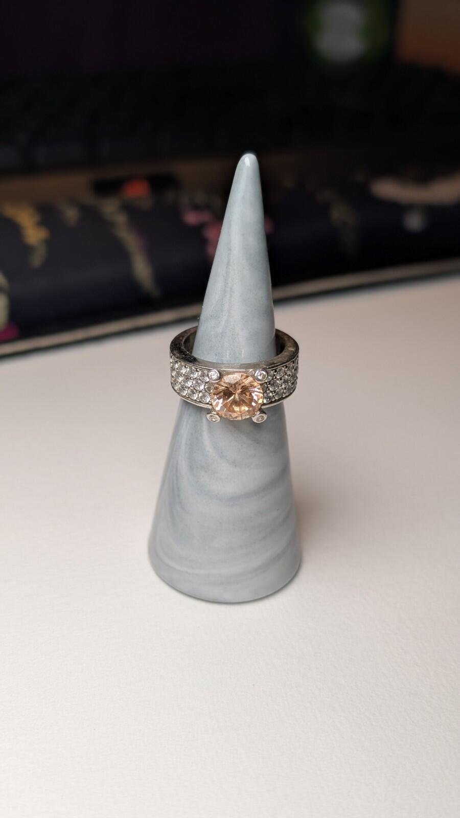 Vintage Sterling Silver Ti Sento Milano Champagne And Clear CZ Ring | Size M - Image 8