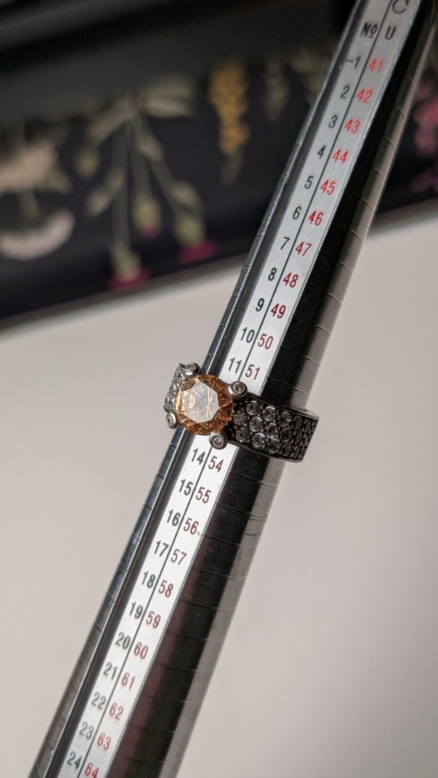 Vintage Sterling Silver Ti Sento Milano Champagne And Clear CZ Ring | Size M - Image 9