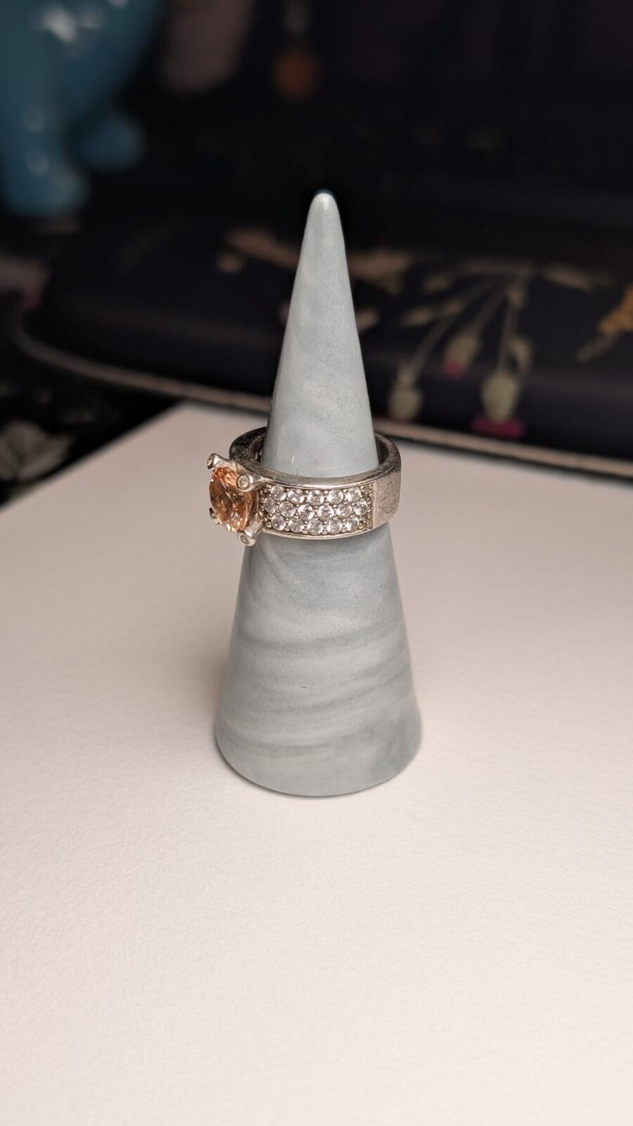 Vintage Sterling Silver Ti Sento Milano Champagne And Clear CZ Ring | Size M - Image 11