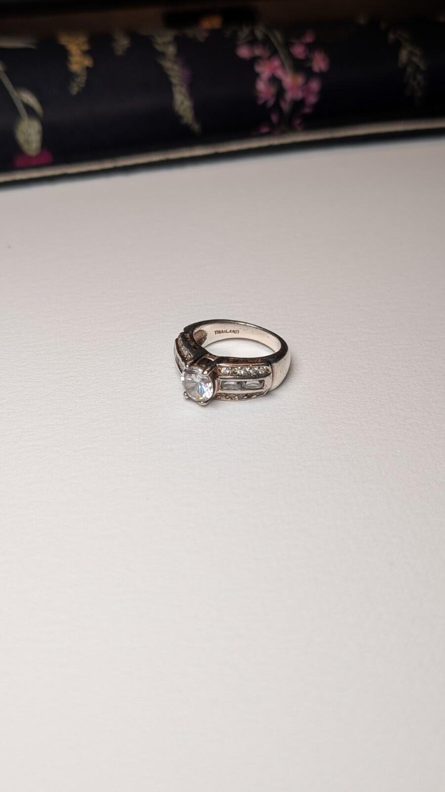 Vintage Sterling Silver Clear CZ Stones Ring | Size L 1/2 | 925 Silver