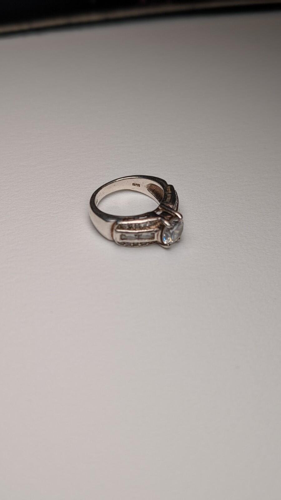 Vintage Sterling Silver Clear CZ Stones Ring | Size L 1/2 | 925 Silver - Image 3
