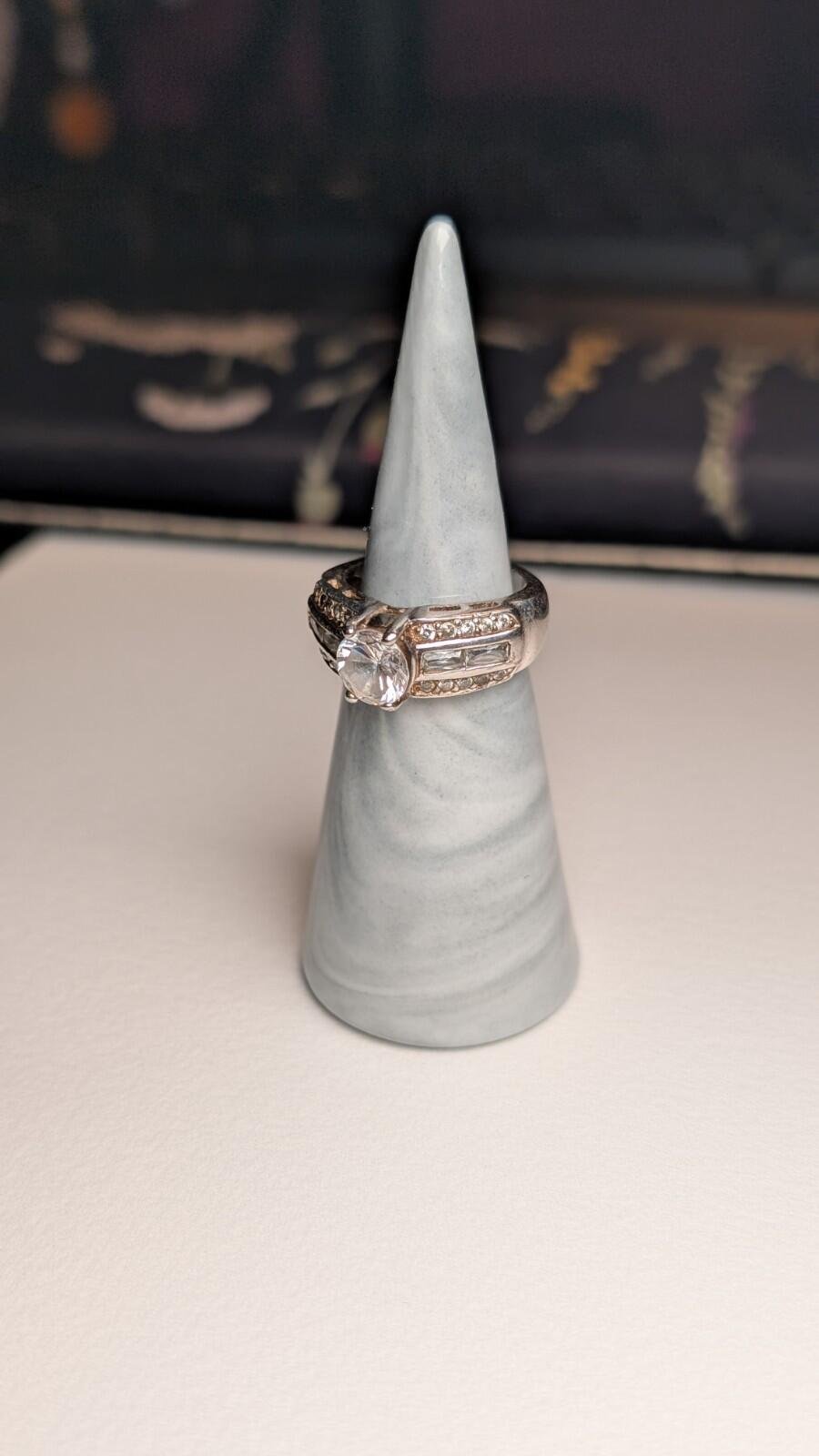 Vintage Sterling Silver Clear CZ Stones Ring | Size L 1/2 | 925 Silver - Image 8