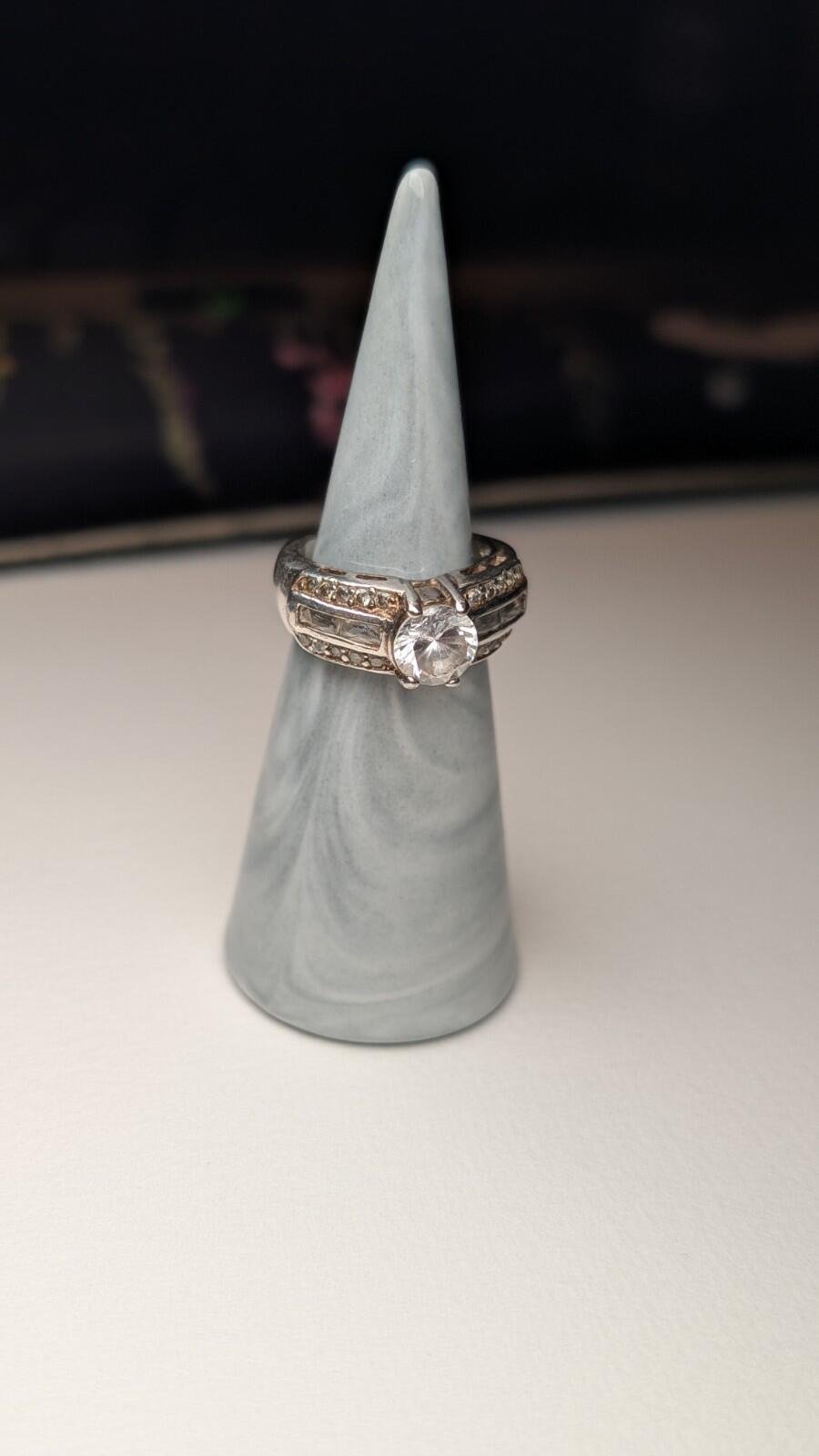 Vintage Sterling Silver Clear CZ Stones Ring | Size L 1/2 | 925 Silver - Image 11