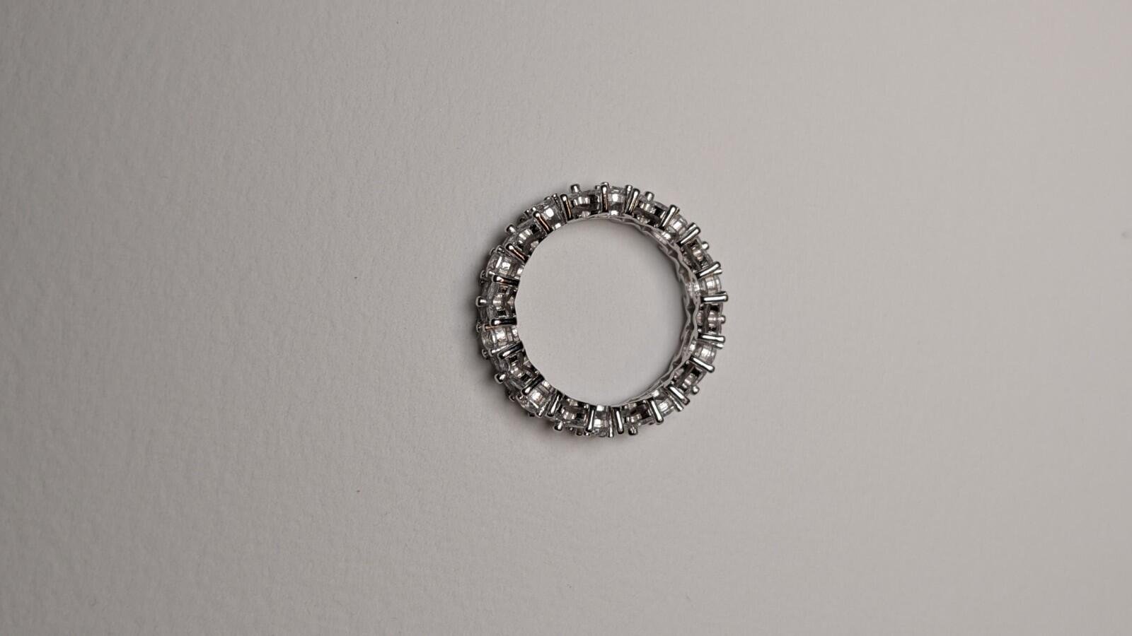 Vintage Sterling Silver CZ Stones Flower Eternity Ring | S 1/2 | 925 Silver - Image 3