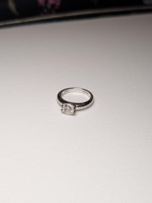 Vintage Sterling Silver Clear DQCZ Gemstone Ring | Size I 1/2 | 925 Silver
