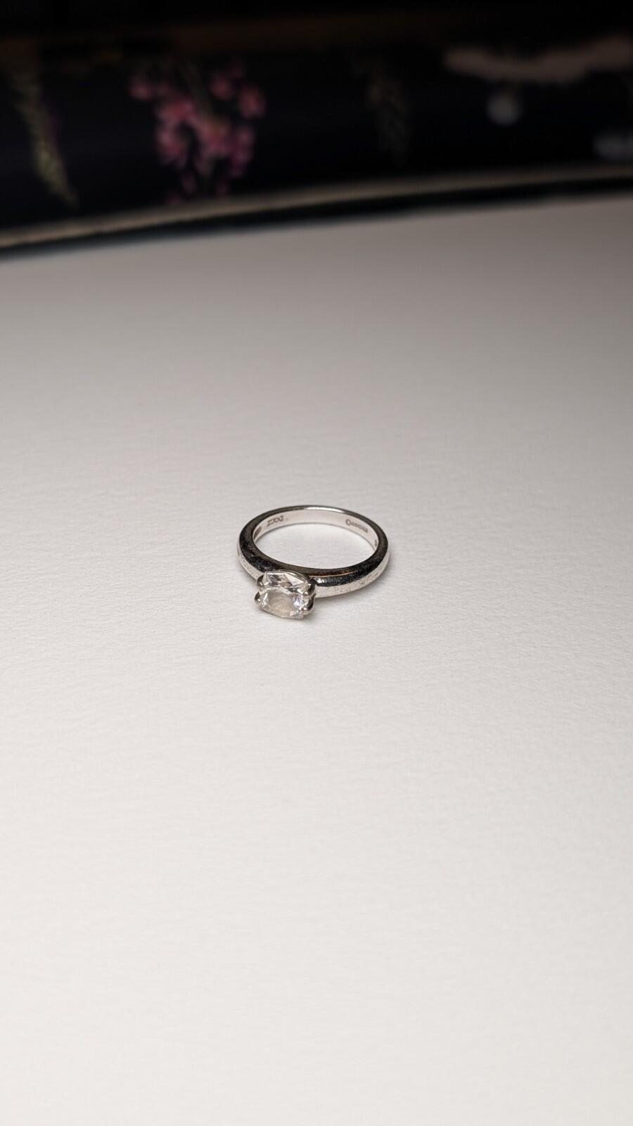 Vintage Sterling Silver Clear DQCZ Gemstone Ring | Size I 1/2 | 925 Silver