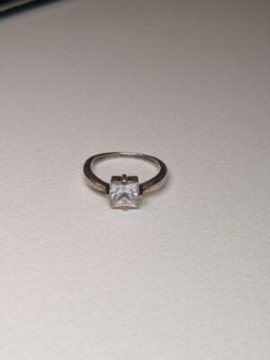 Vintage Sterling Silver Clear CZ Gemstone Ring | Size P | 925 Silver
