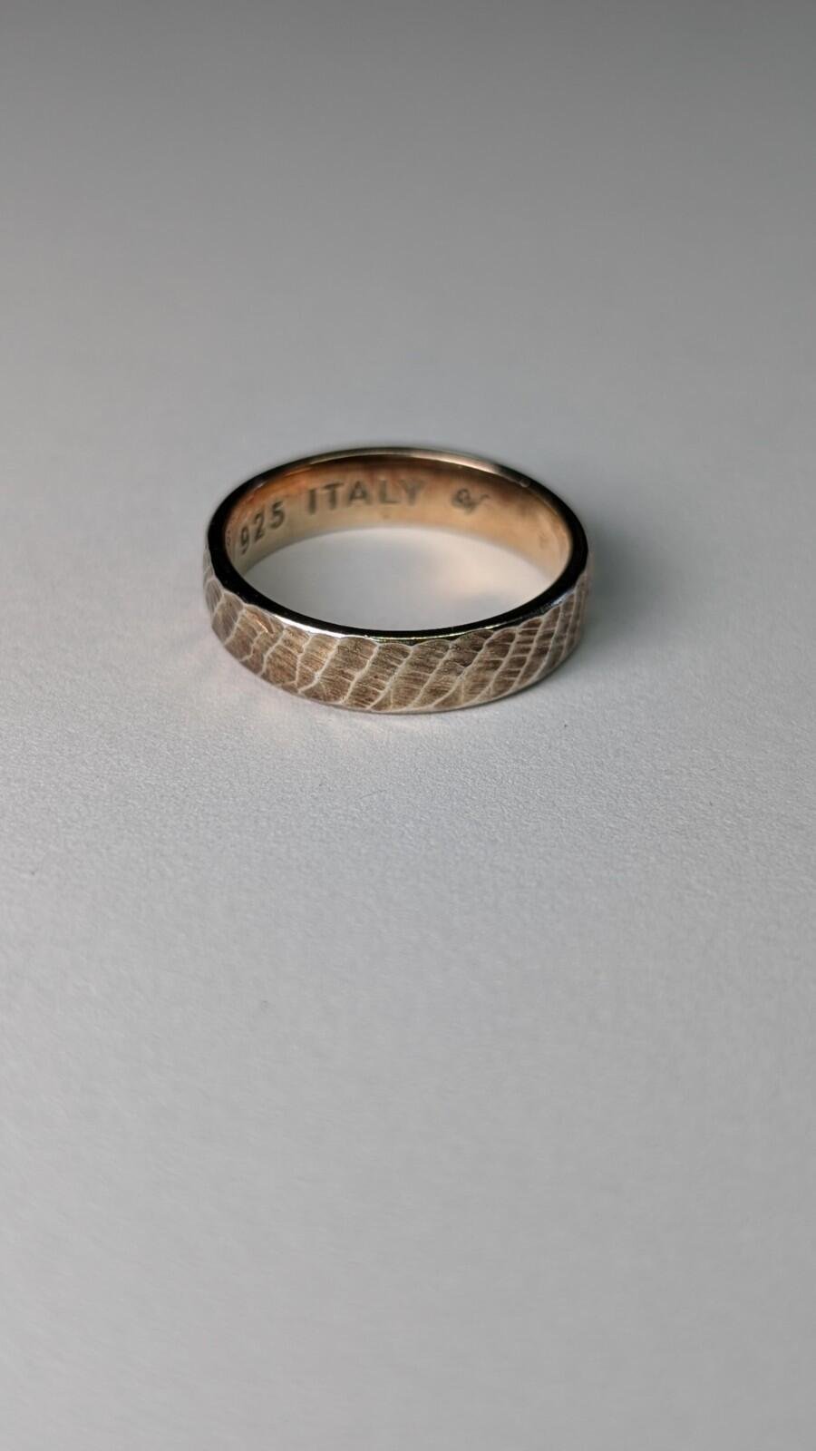 Vintage Gold Plated Sterling Silver Textured Ring | Size O 1/2 | Made In Italy - Image 4