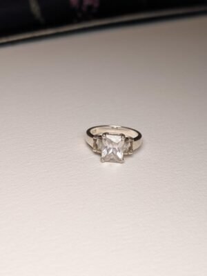 Vintage Sterling Silver CZ Gemstone Ring | Size K 1/2 | 925 Silver