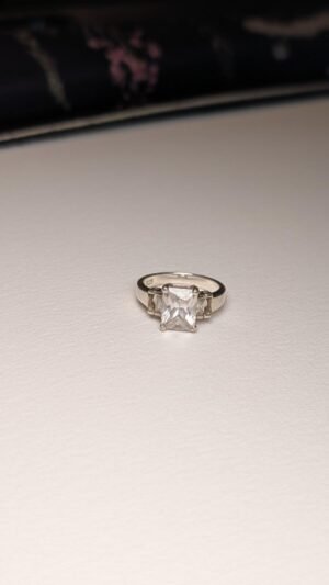 Vintage Sterling Silver CZ Gemstone Ring | Size K 1/2 | 925 Silver