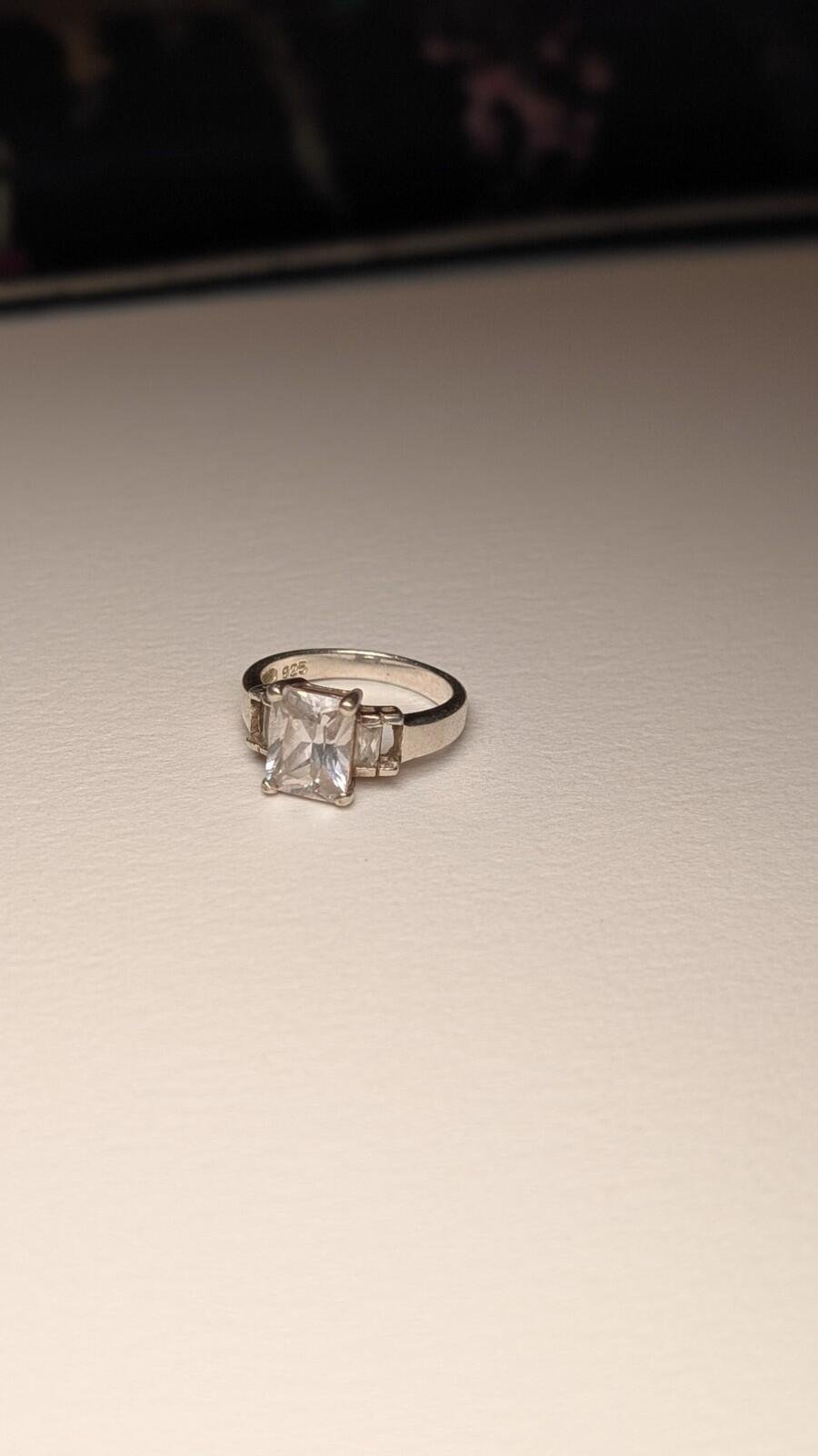 Vintage Sterling Silver CZ Gemstone Ring | Size K 1/2 | 925 Silver - Image 2
