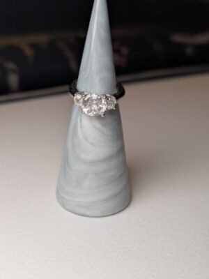 Vintage Sterling Silver DQCZ Clear Gemstone Ring | Size I 1/2 | 925 Silver