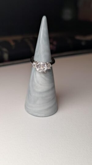 Vintage Sterling Silver DQCZ Clear Gemstone Ring | Size I 1/2 | 925 Silver