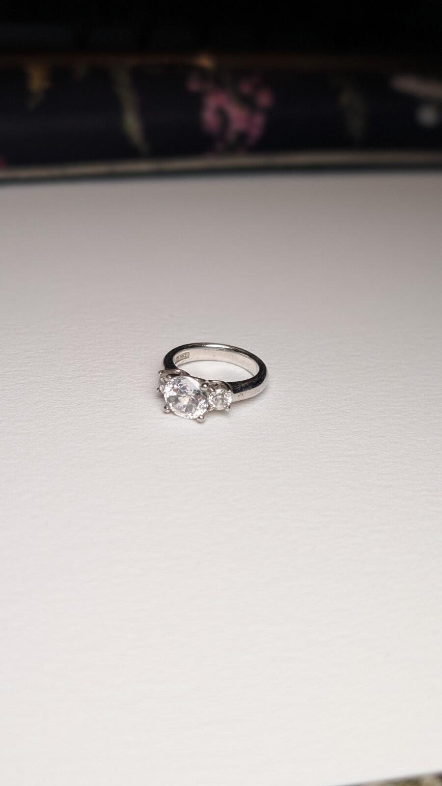 Vintage Sterling Silver DQCZ Clear Gemstone Ring | Size I 1/2 | 925 Silver - Image 3