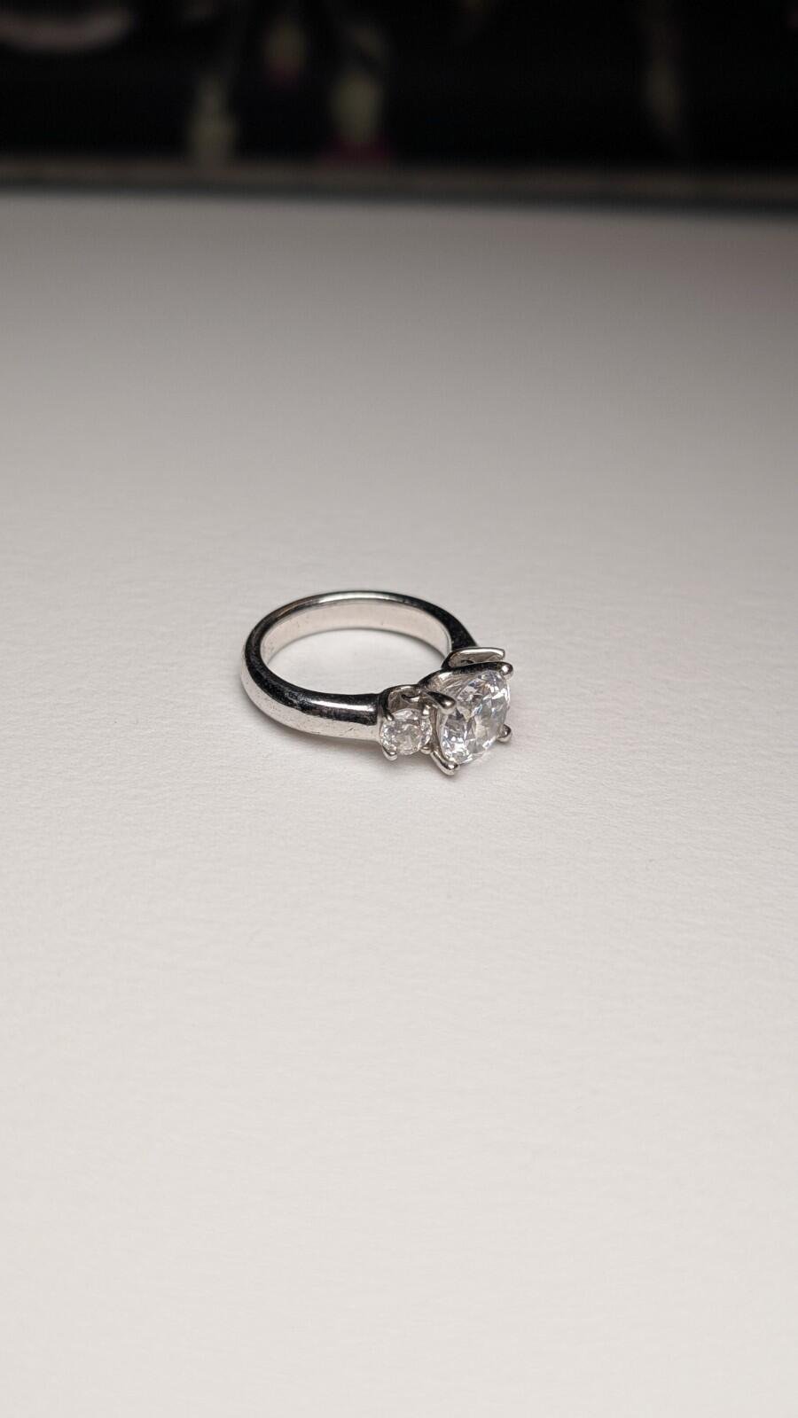 Vintage Sterling Silver DQCZ Clear Gemstone Ring | Size I 1/2 | 925 Silver - Image 4
